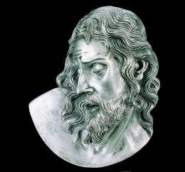 SYNTHETIC MARBLE HEAD OF CHRIST SILVERY FINISHED
